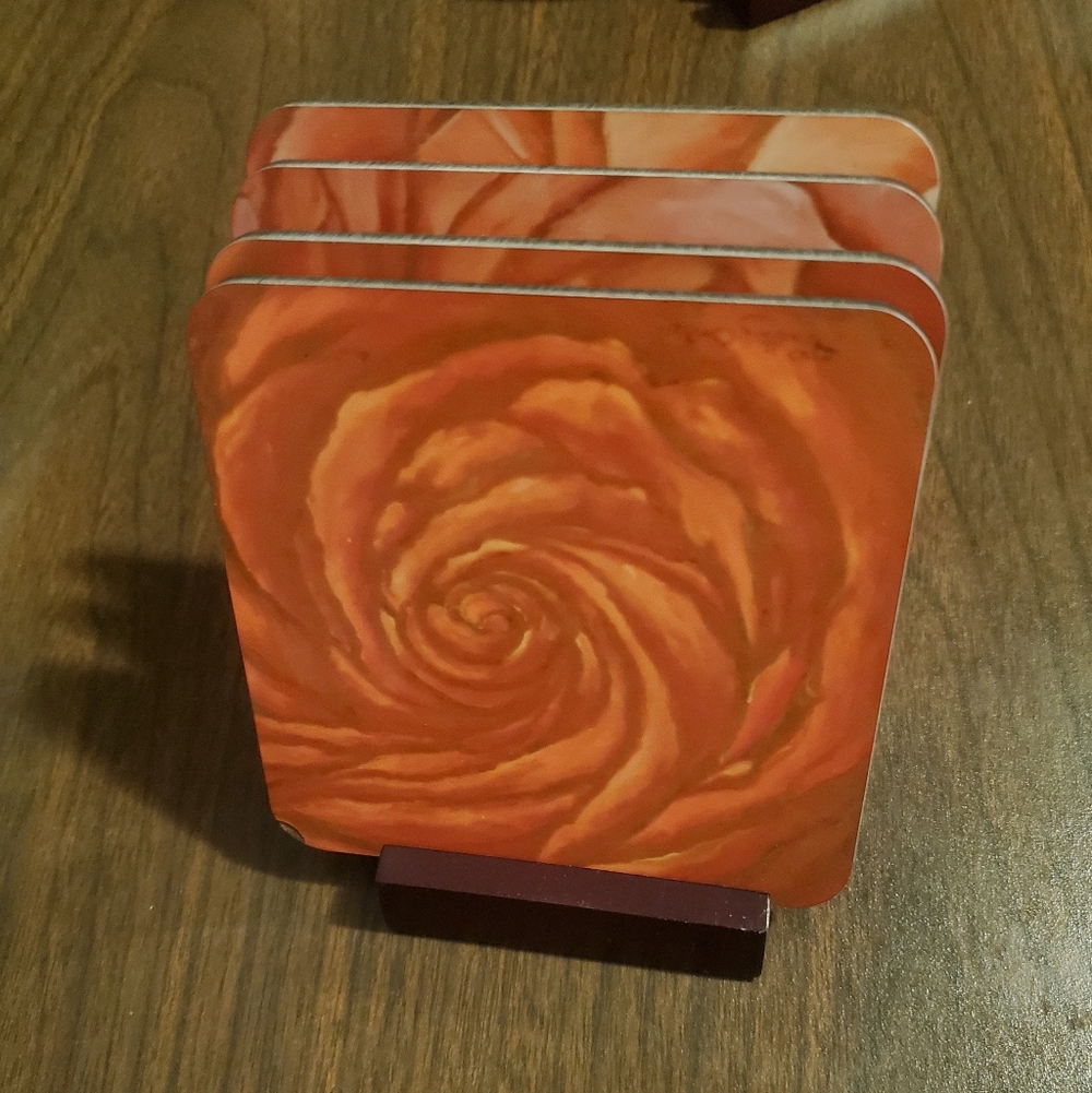 Vibrant Orange Swirl Coasters